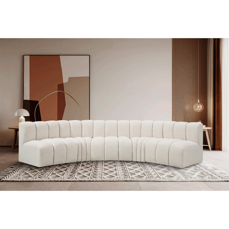 Meridian Arc Cream Boucle Fabric 5 pc Modular Sectional IMAGE 2
