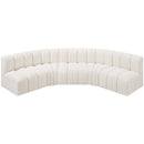 Meridian Arc Cream Boucle Fabric 5 pc Modular Sectional IMAGE 4