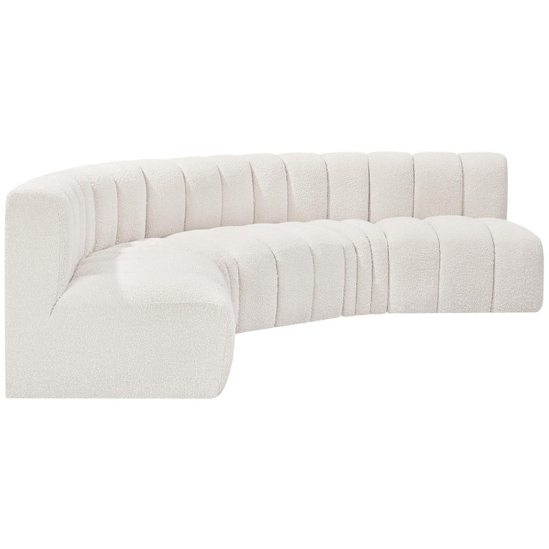 Meridian Arc Cream Boucle Fabric 5 pc Modular Sectional IMAGE 5
