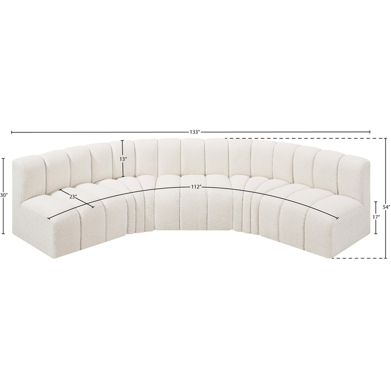 Meridian Arc Cream Boucle Fabric 5 pc Modular Sectional IMAGE 8