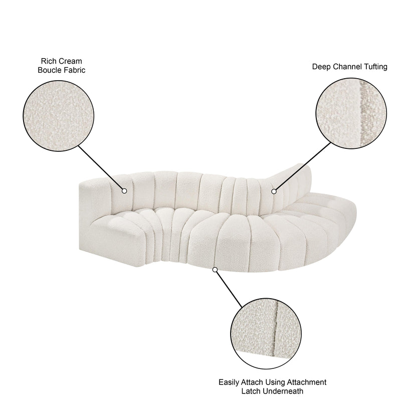 Meridian Arc Cream Boucle Fabric 5 pc Modular Sectional IMAGE 7