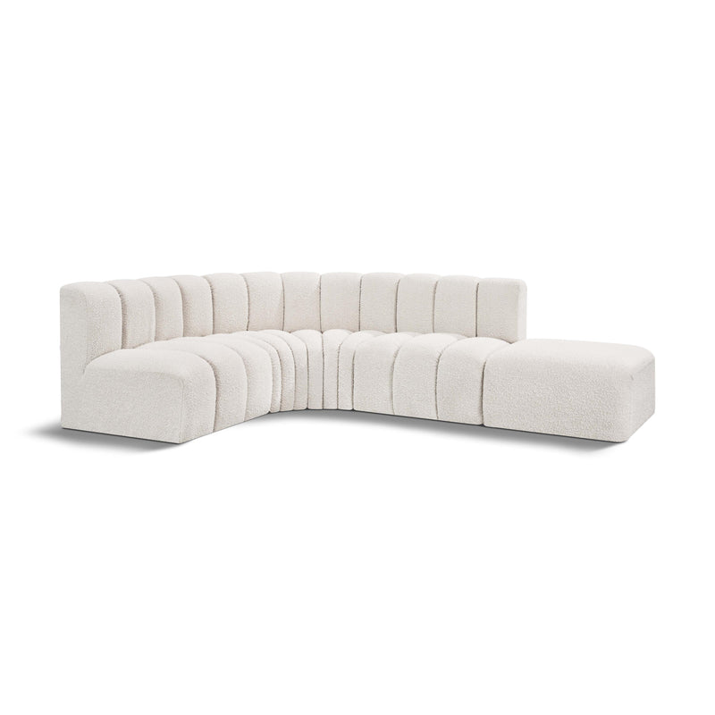 Meridian Arc Cream Boucle Fabric 5 pc Modular Sectional IMAGE 1