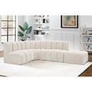Meridian Arc Cream Boucle Fabric 5 pc Modular Sectional IMAGE 2