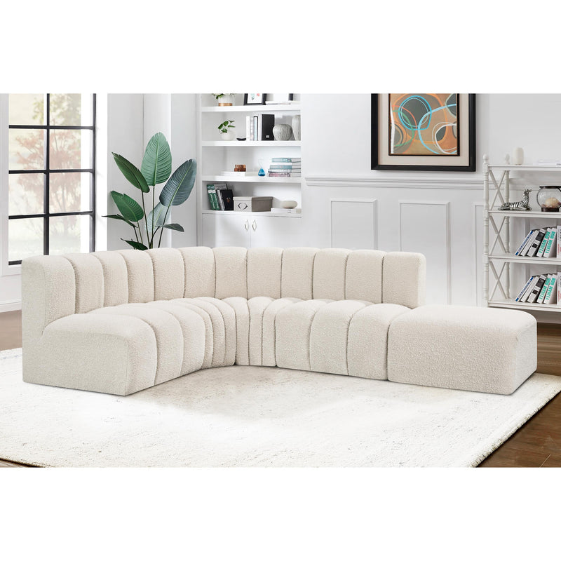 Meridian Arc Cream Boucle Fabric 5 pc Modular Sectional IMAGE 2