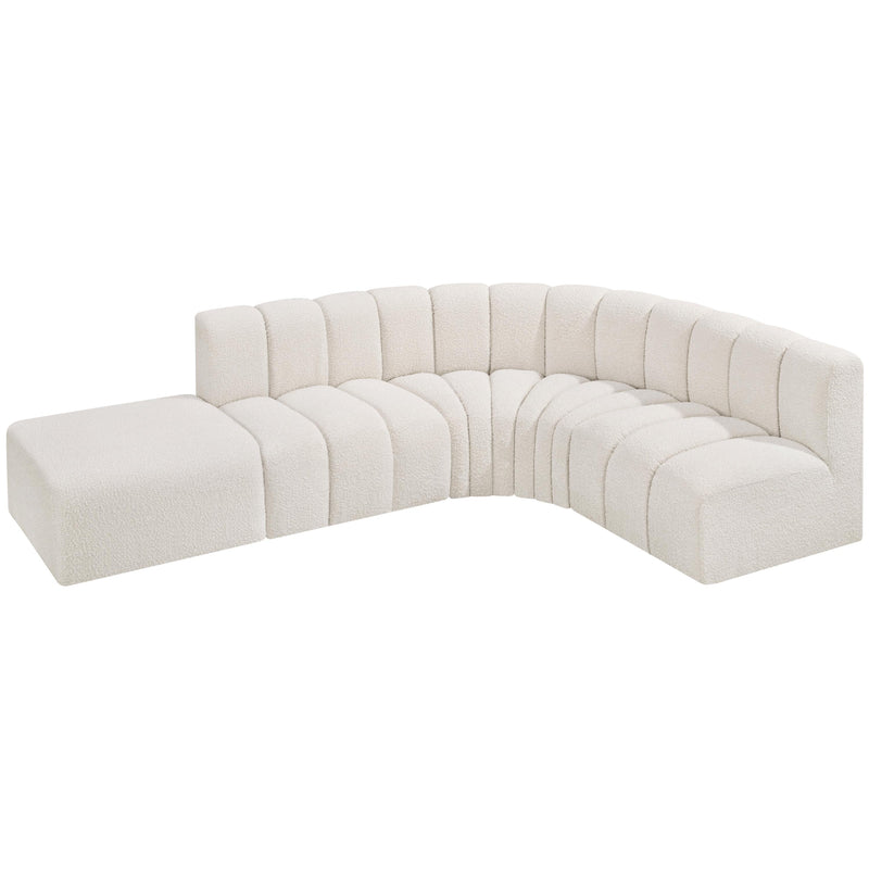 Meridian Arc Cream Boucle Fabric 5 pc Modular Sectional IMAGE 4