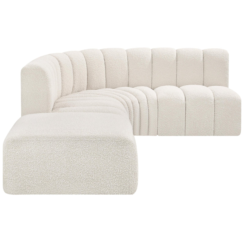 Meridian Arc Cream Boucle Fabric 5 pc Modular Sectional IMAGE 5