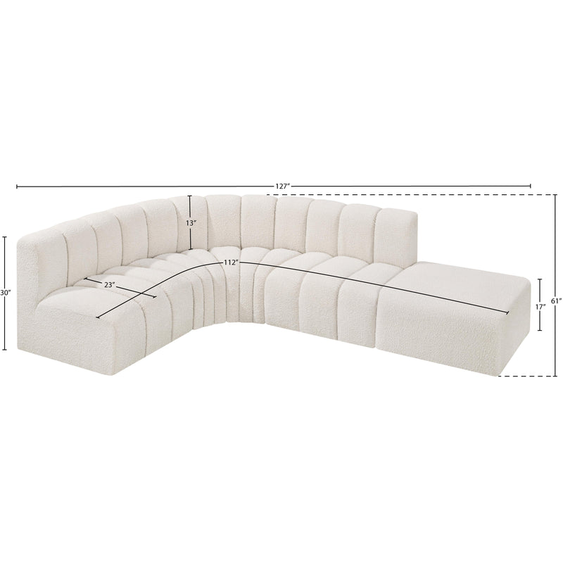 Meridian Arc Cream Boucle Fabric 5 pc Modular Sectional IMAGE 7