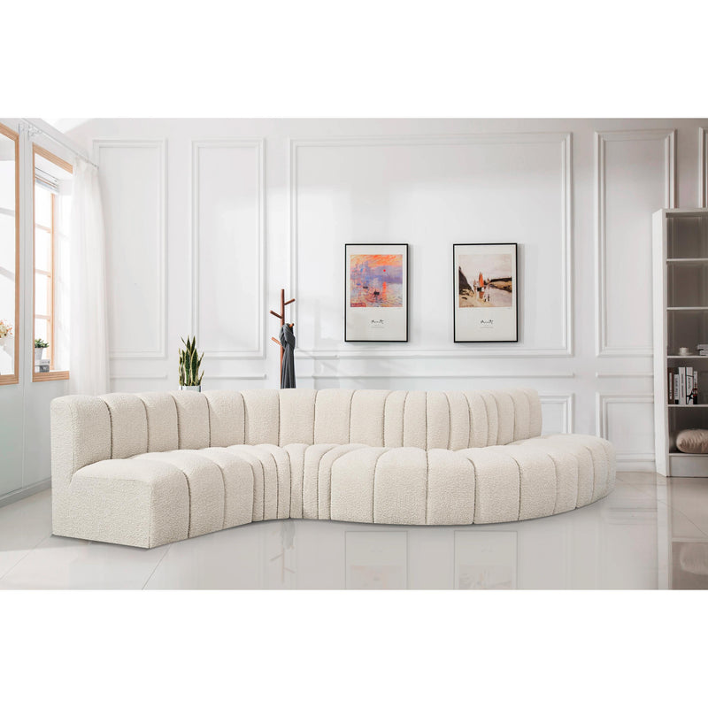 Meridian Arc Cream Boucle Fabric 6 pc Modular Sectional IMAGE 2