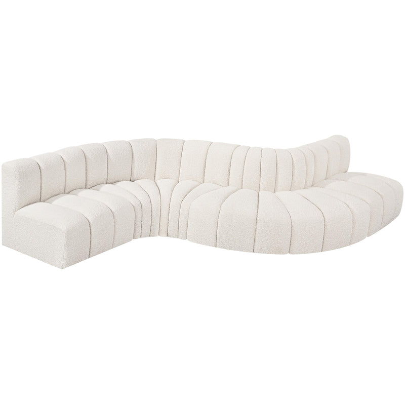 Meridian Arc Cream Boucle Fabric 6 pc Modular Sectional IMAGE 4