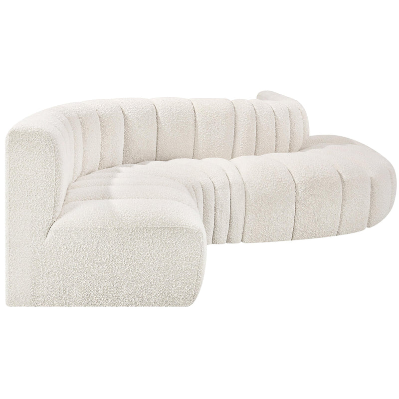Meridian Arc Cream Boucle Fabric 6 pc Modular Sectional IMAGE 5