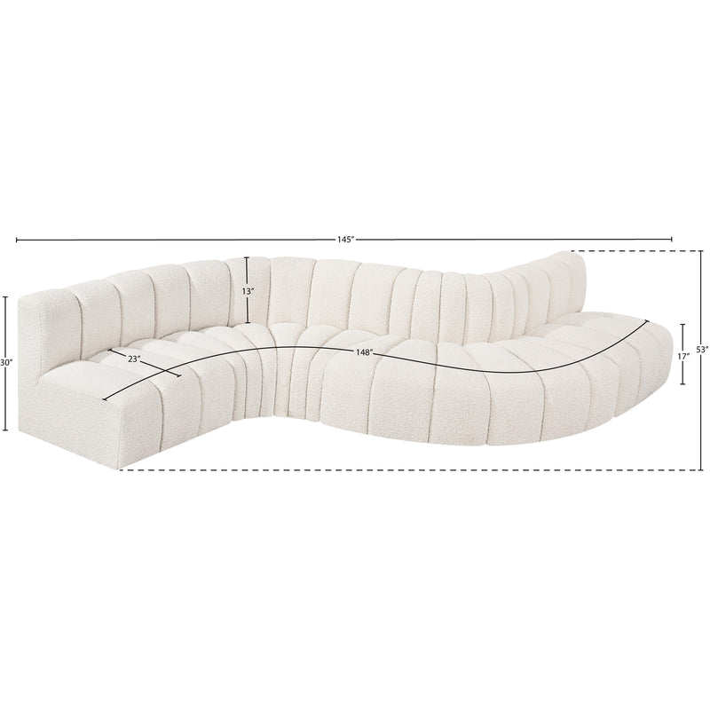 Meridian Arc Cream Boucle Fabric 6 pc Modular Sectional IMAGE 7