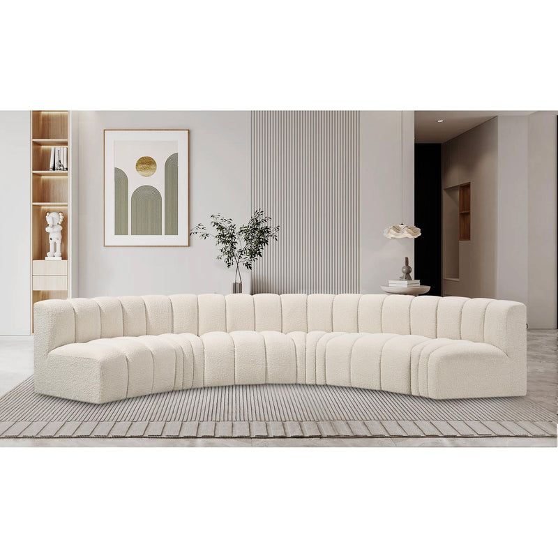 Meridian Arc Cream Boucle Fabric 6 pc Modular Sectional IMAGE 2