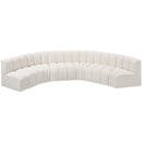 Meridian Arc Cream Boucle Fabric 6 pc Modular Sectional IMAGE 4