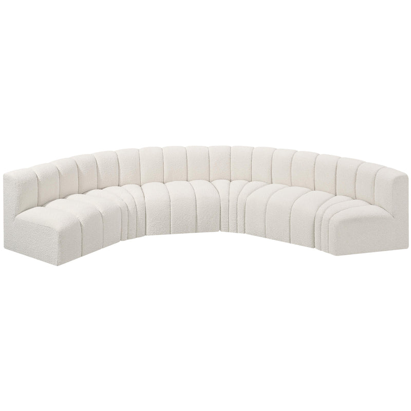 Meridian Arc Cream Boucle Fabric 6 pc Modular Sectional IMAGE 4
