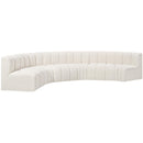 Meridian Arc Cream Boucle Fabric 6 pc Modular Sectional IMAGE 5