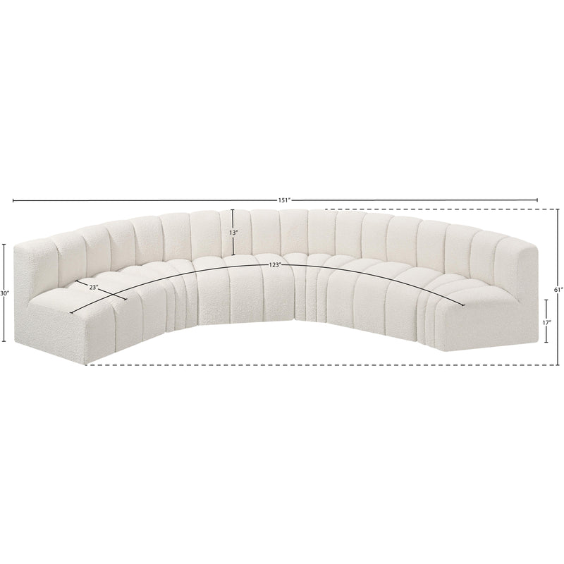 Meridian Arc Cream Boucle Fabric 6 pc Modular Sectional IMAGE 8