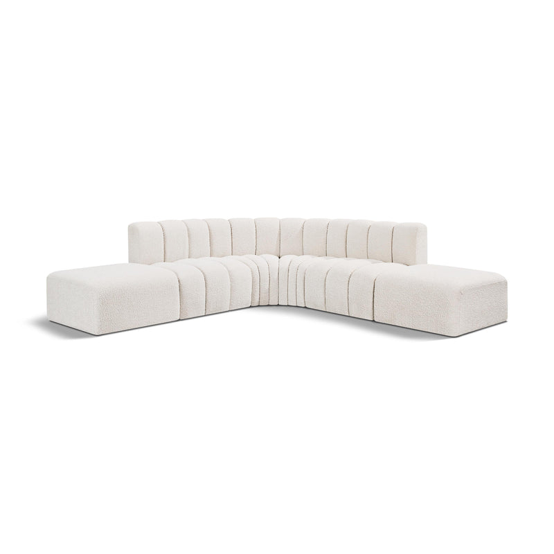 Meridian Arc Cream Boucle Fabric 6 pc Modular Sectional IMAGE 1