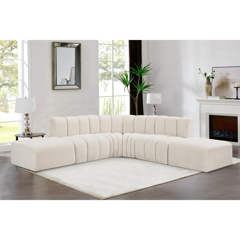 Meridian Arc Cream Boucle Fabric 6 pc Modular Sectional IMAGE 2