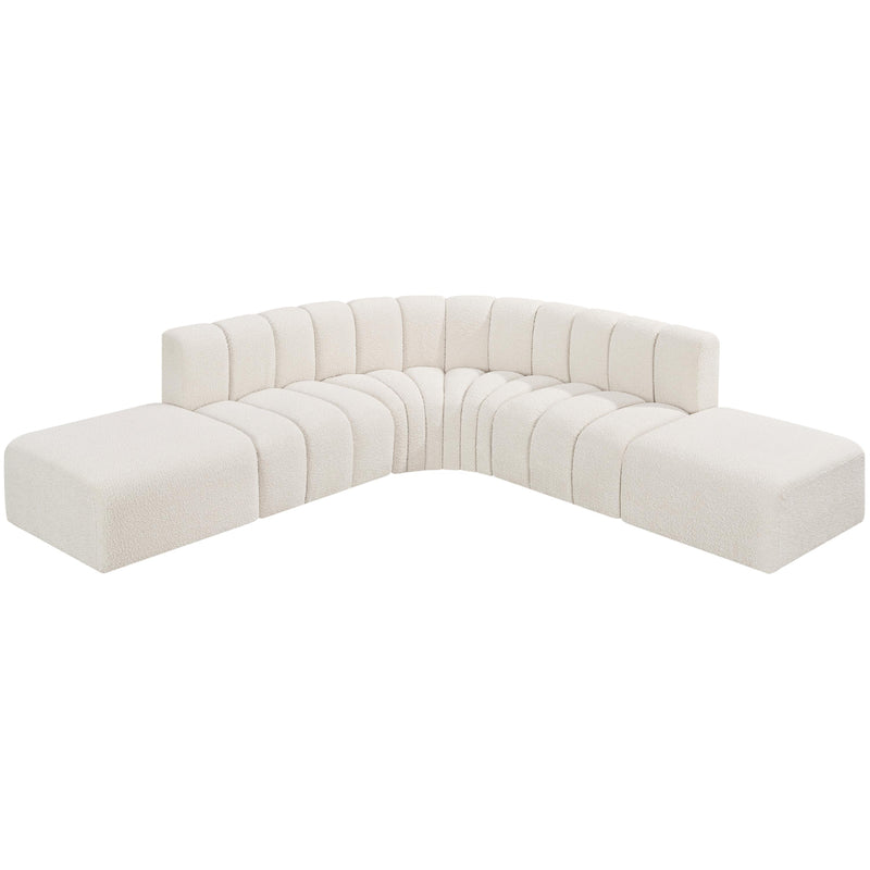 Meridian Arc Cream Boucle Fabric 6 pc Modular Sectional IMAGE 4
