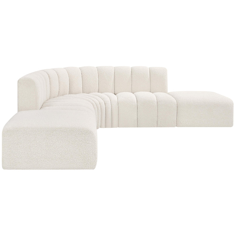 Meridian Arc Cream Boucle Fabric 6 pc Modular Sectional IMAGE 6