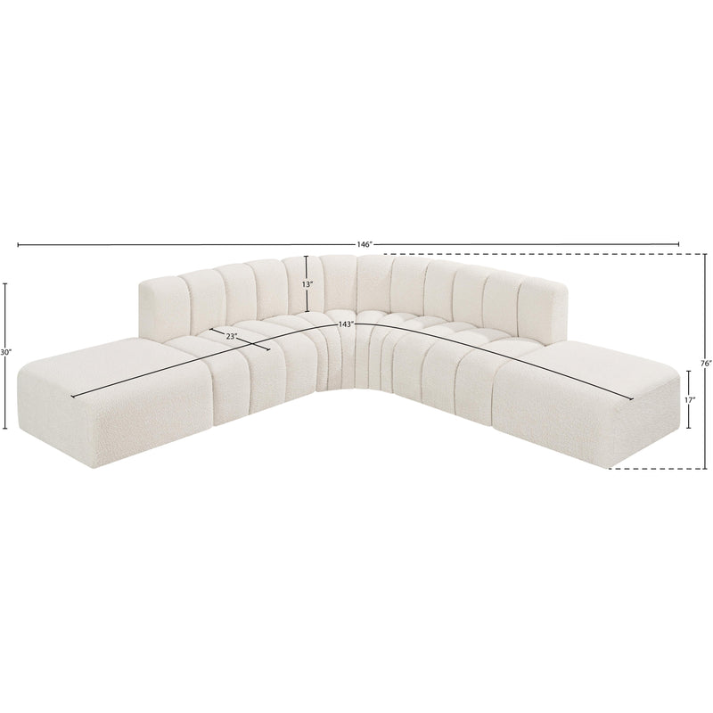 Meridian Arc Cream Boucle Fabric 6 pc Modular Sectional IMAGE 7