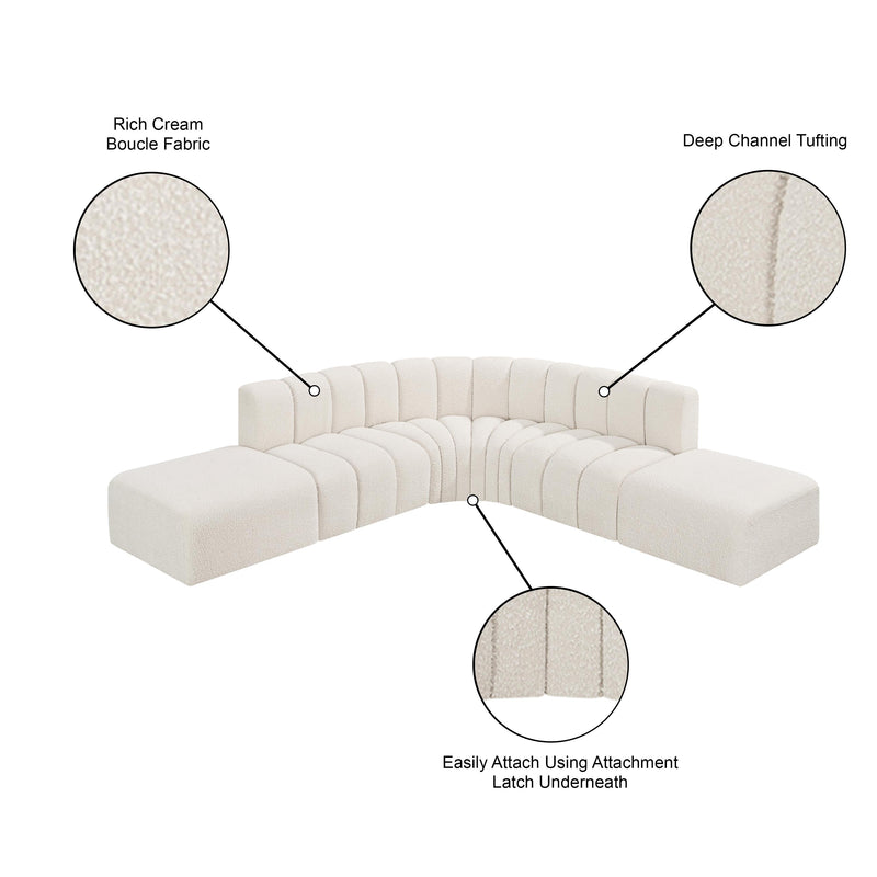 Meridian Arc Cream Boucle Fabric 6 pc Modular Sectional IMAGE 8