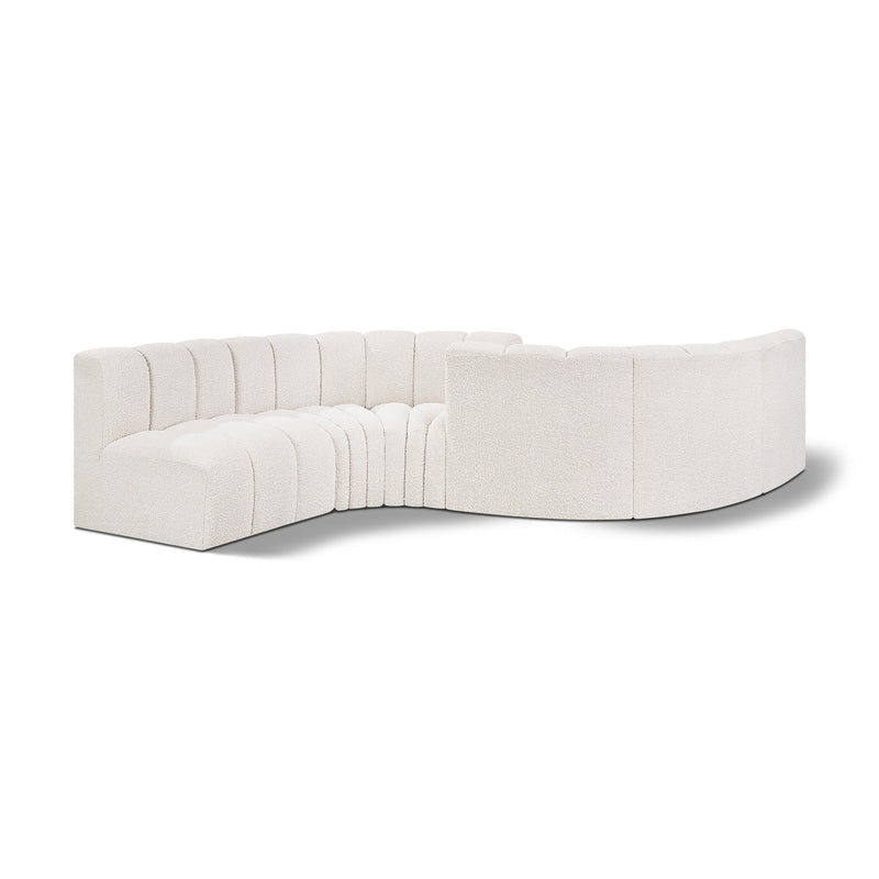 Meridian Arc Cream Boucle Fabric 6 pc Modular Sectional IMAGE 1