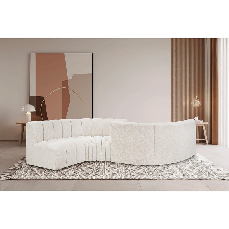 Meridian Arc Cream Boucle Fabric 6 pc Modular Sectional IMAGE 2