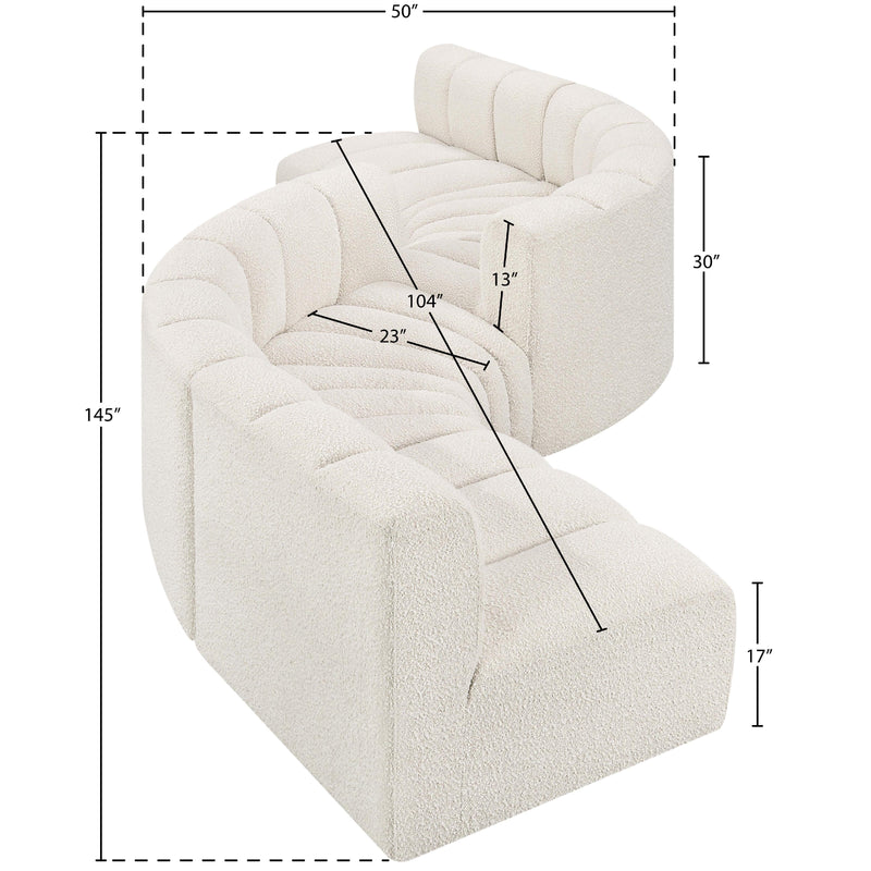 Meridian Arc Cream Boucle Fabric 6 pc Modular Sectional IMAGE 5