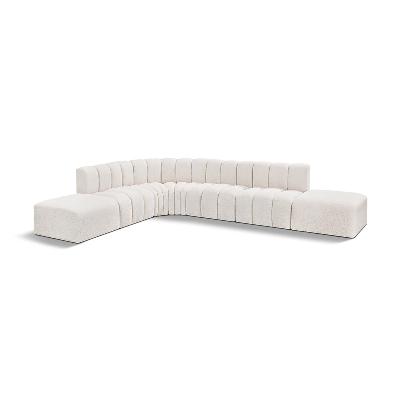 Meridian Arc Cream Boucle Fabric 7 pc Modular Sectional IMAGE 1