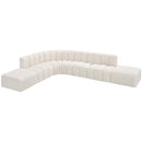 Meridian Arc Cream Boucle Fabric 7 pc Modular Sectional IMAGE 4