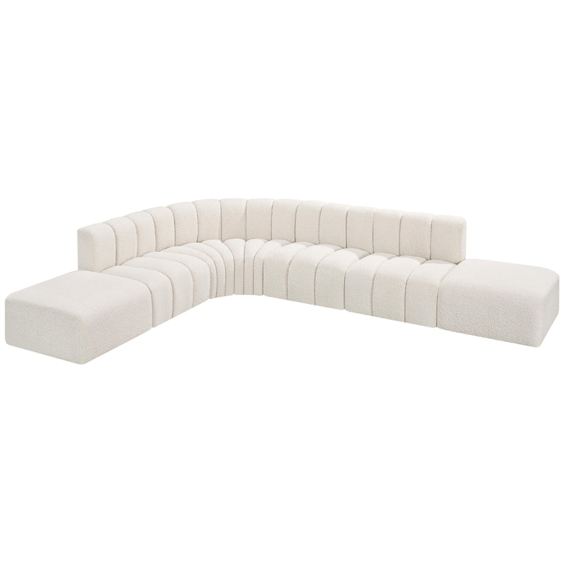 Meridian Arc Cream Boucle Fabric 7 pc Modular Sectional IMAGE 4