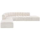 Meridian Arc Cream Boucle Fabric 7 pc Modular Sectional IMAGE 5