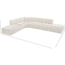 Meridian Arc Cream Boucle Fabric 7 pc Modular Sectional IMAGE 6