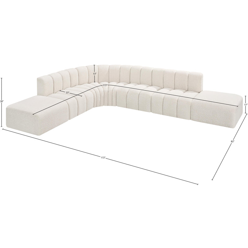 Meridian Arc Cream Boucle Fabric 7 pc Modular Sectional IMAGE 6