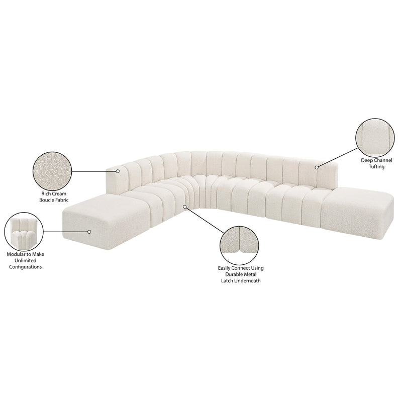 Meridian Arc Cream Boucle Fabric 7 pc Modular Sectional IMAGE 7