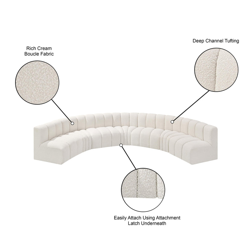 Meridian Arc Cream Boucle Fabric 7 pc Modular Sectional IMAGE 10