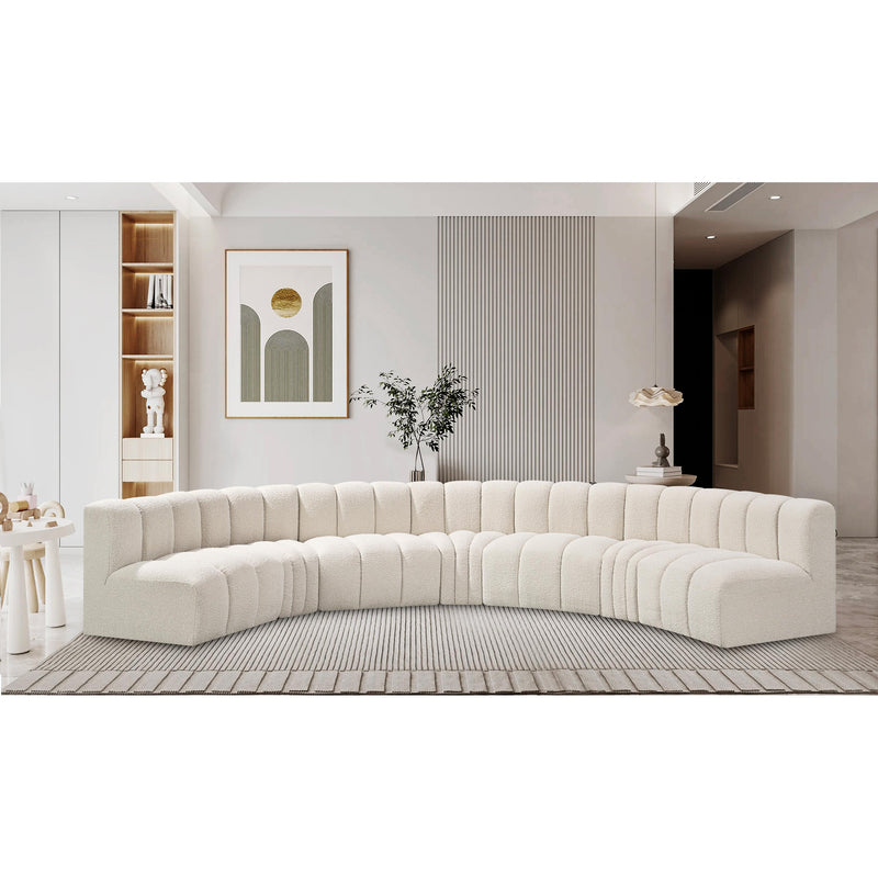 Meridian Arc Cream Boucle Fabric 7 pc Modular Sectional IMAGE 2