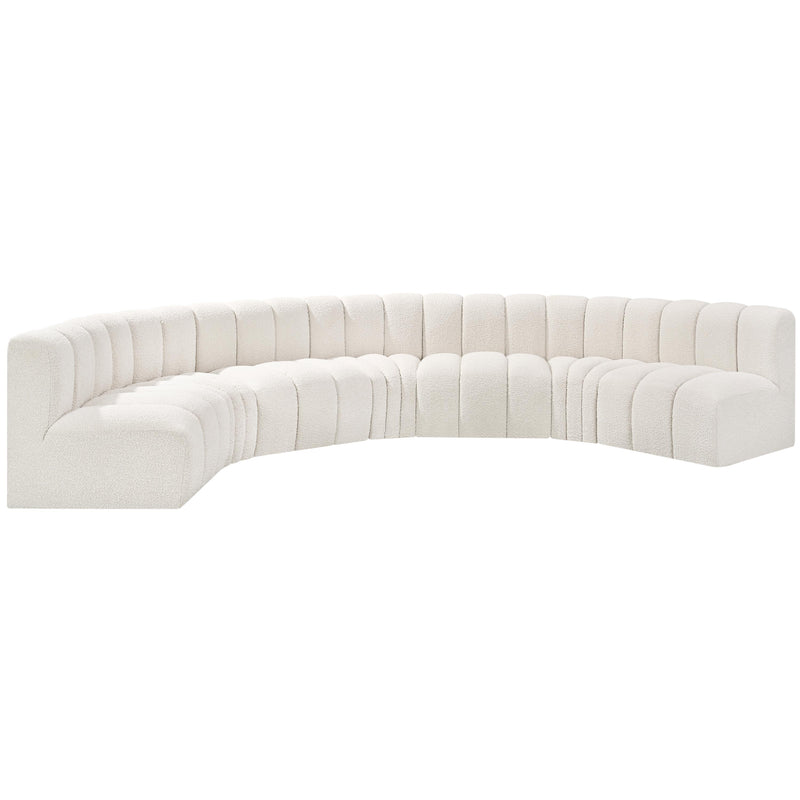 Meridian Arc Cream Boucle Fabric 7 pc Modular Sectional IMAGE 4