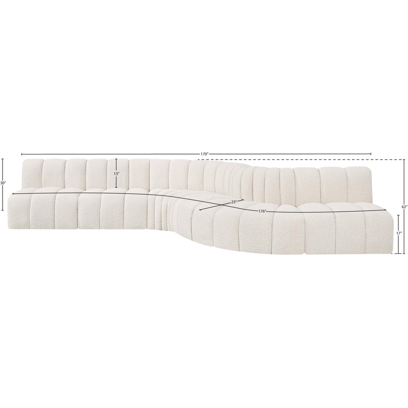 Meridian Arc Cream Boucle Fabric 7 pc Modular Sectional IMAGE 11