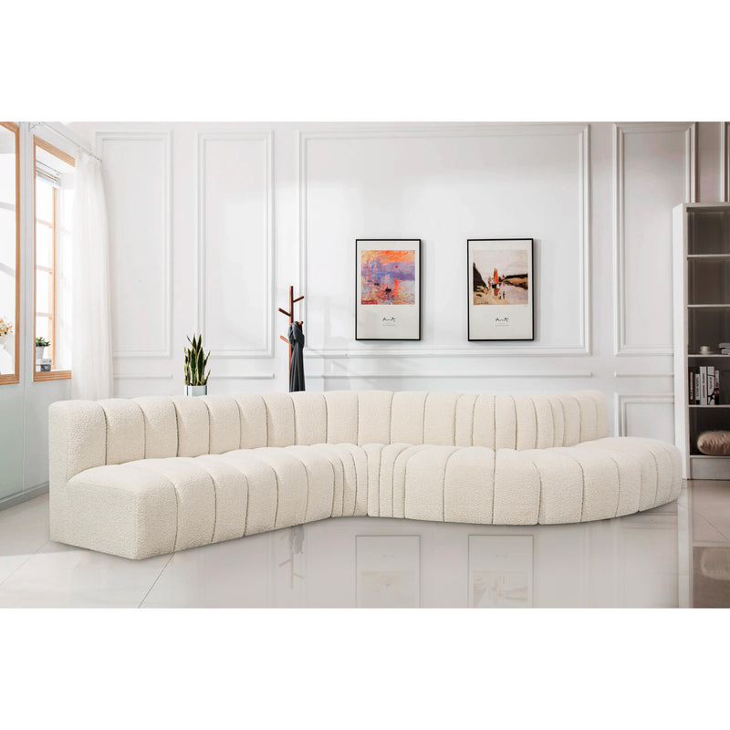 Meridian Arc Cream Boucle Fabric 7 pc Modular Sectional IMAGE 2