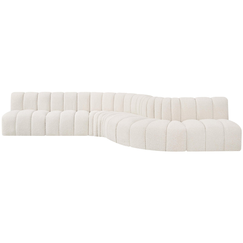 Meridian Arc Cream Boucle Fabric 7 pc Modular Sectional IMAGE 4