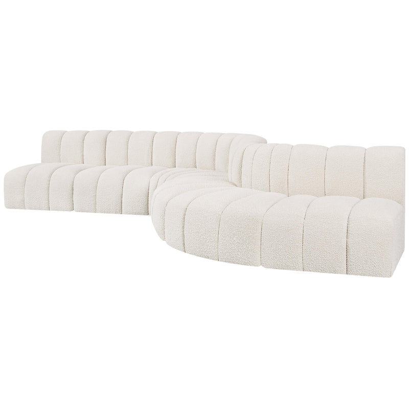 Meridian Arc Cream Boucle Fabric 7 pc Modular Sectional IMAGE 5