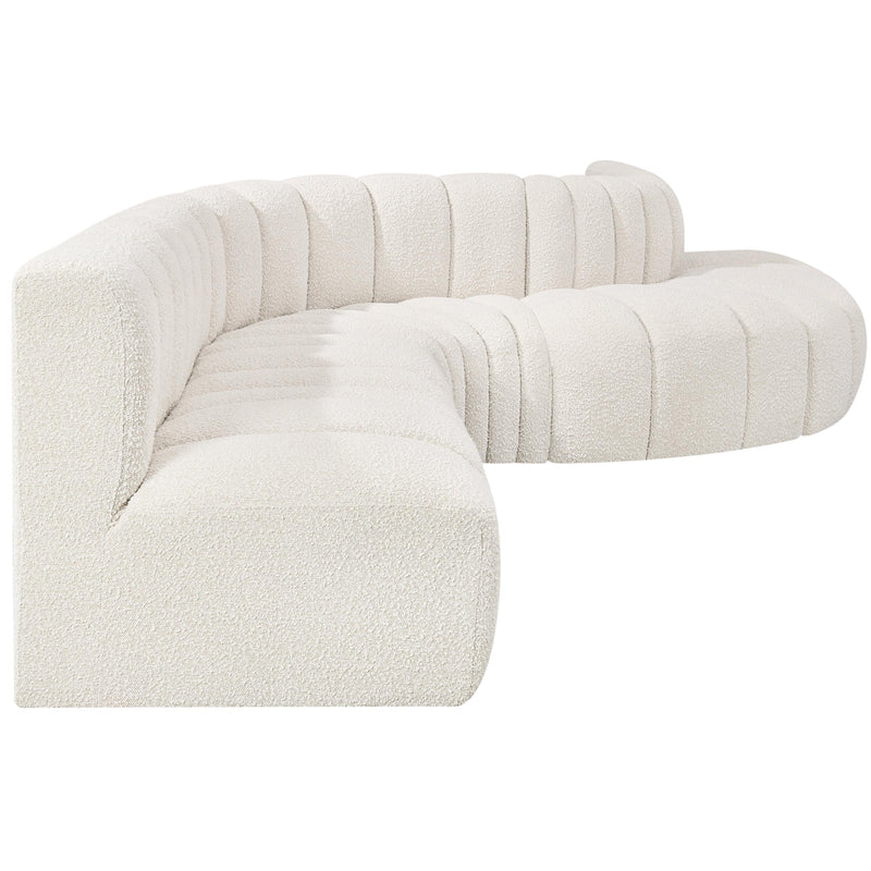 Meridian Arc Cream Boucle Fabric 7 pc Modular Sectional IMAGE 6