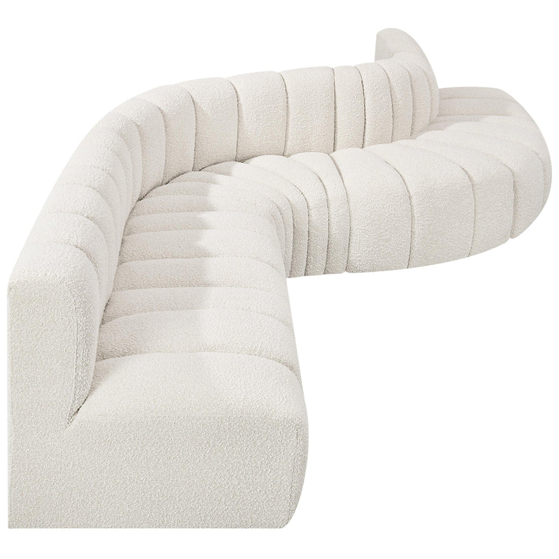 Meridian Arc Cream Boucle Fabric 7 pc Modular Sectional IMAGE 7