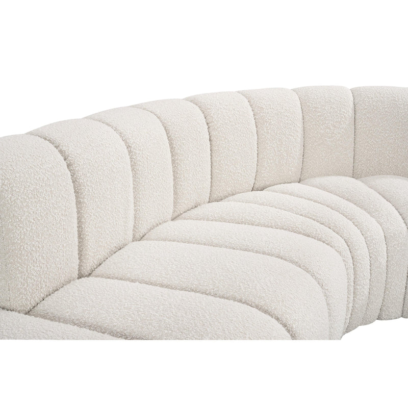 Meridian Arc Cream Boucle Fabric 7 pc Modular Sectional IMAGE 8
