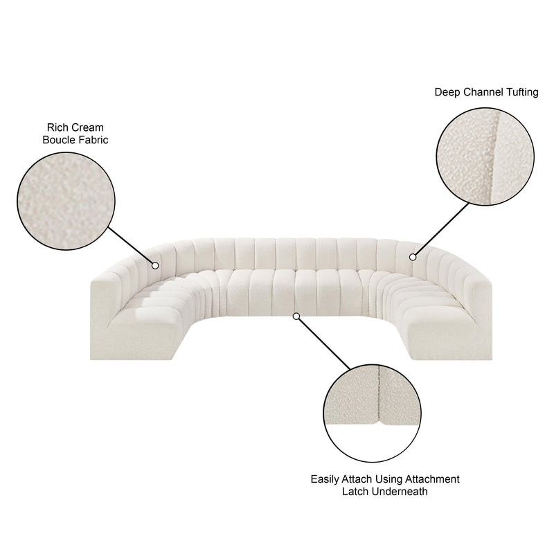 Meridian Arc Cream Boucle Fabric 8 pc Modular Sectional IMAGE 11