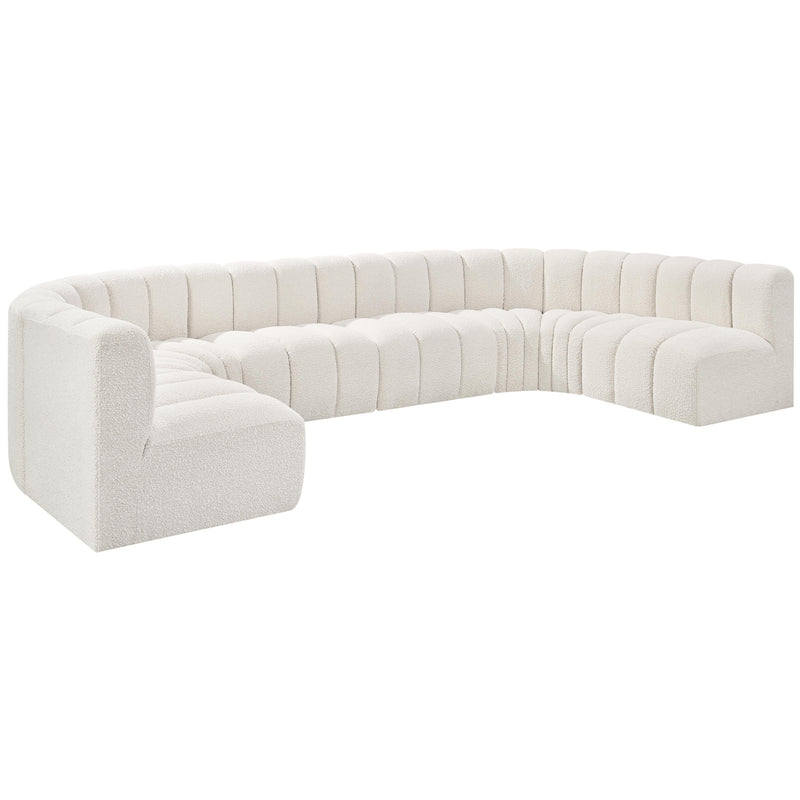 Meridian Arc Cream Boucle Fabric 8 pc Modular Sectional IMAGE 4