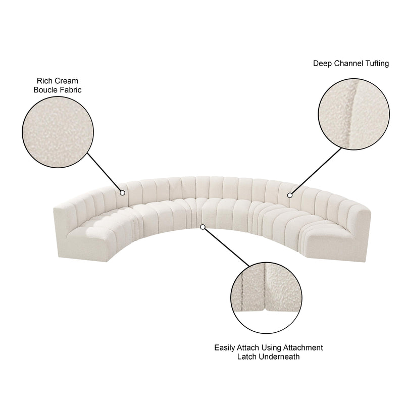 Meridian Arc Cream Boucle Fabric 8 pc Modular Sectional IMAGE 10