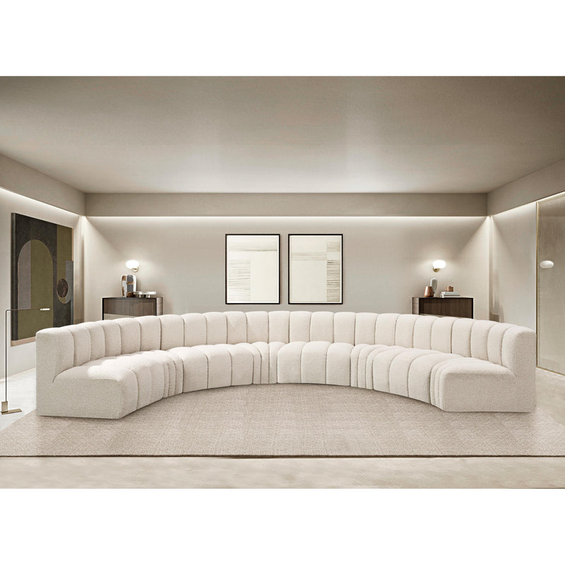 Meridian Arc Cream Boucle Fabric 8 pc Modular Sectional IMAGE 2